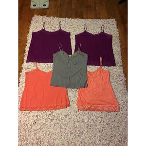 5 Women's Lace Trim Camisole Tank Top XL & Medium